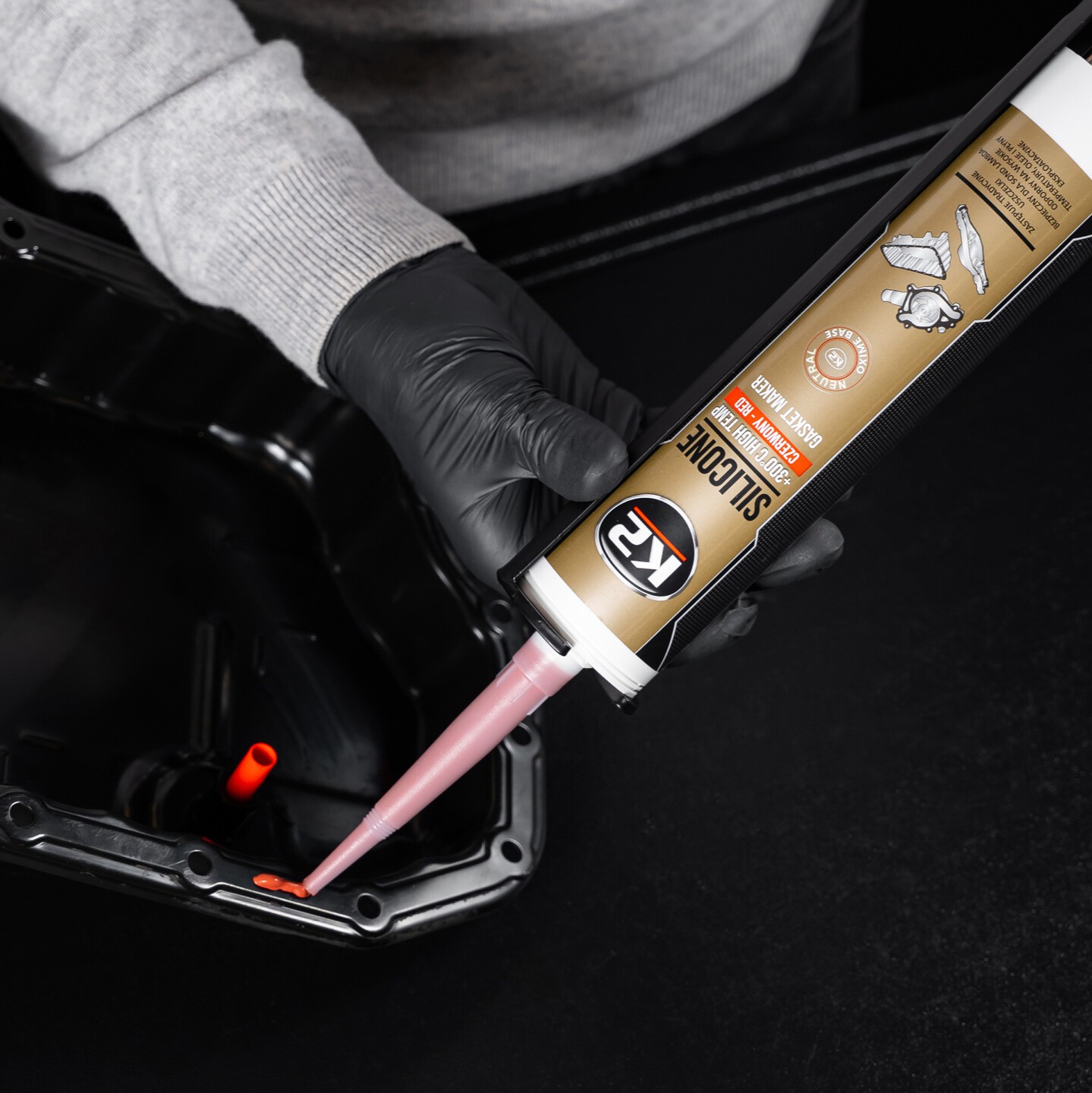 K2 SILIKON CZERWONY +300°C 300ml - obrazek 6