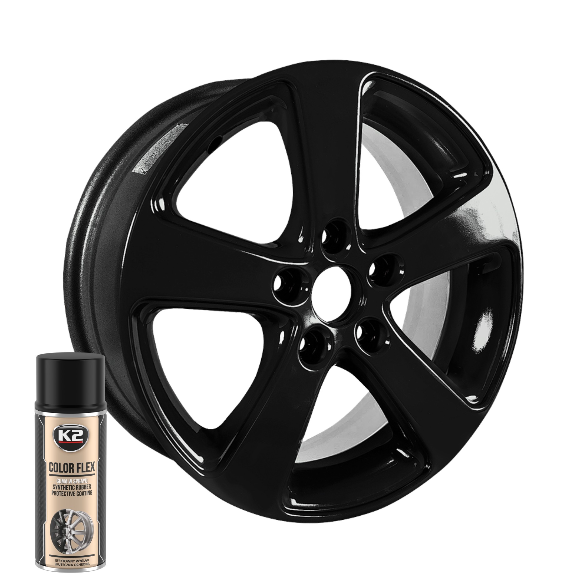 K2 COLOR FLEX CZARNY POŁYSK 400 ML - obrazek 3